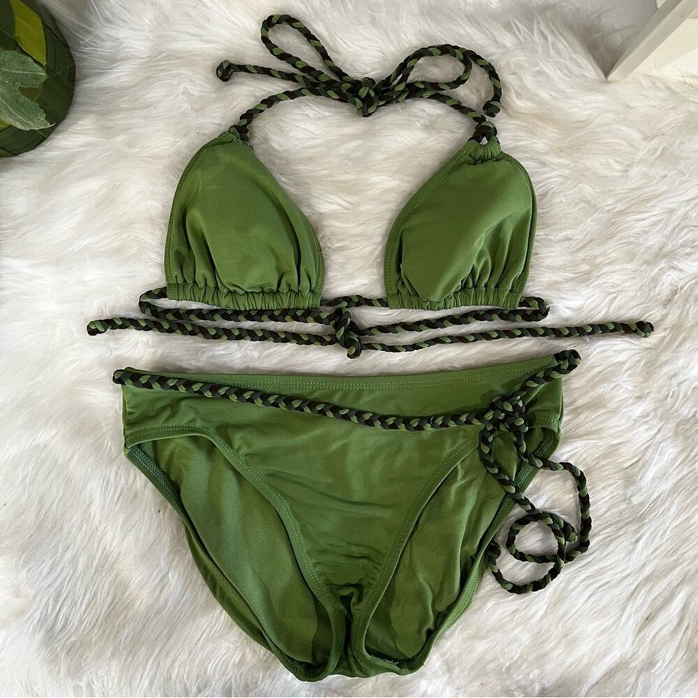 NEW Robin Piccone Vintage 90s Braided Wrap Belted String Bikini Swimsuit XS NWOT